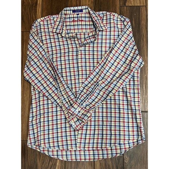 Alan Flusser Button Down Long Sleeve Plaid Shirt - Picture 1 of 6
